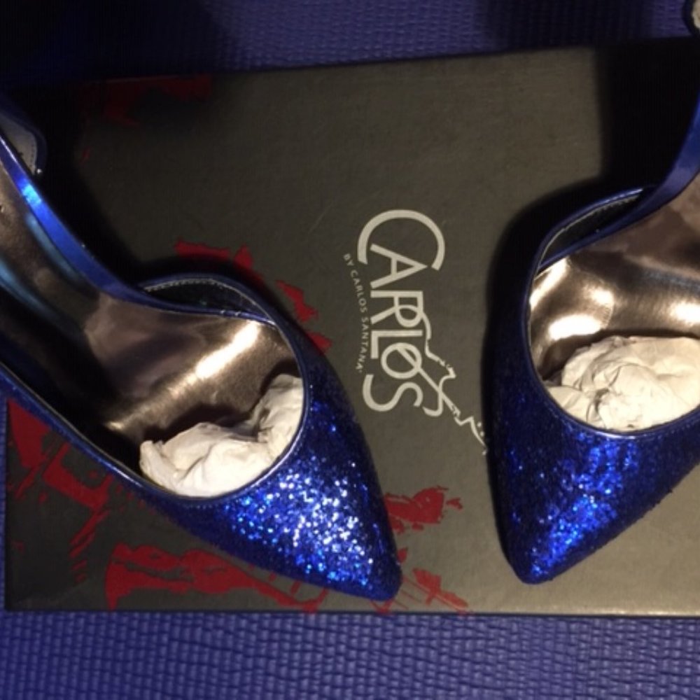 Carlos Santana Blue Glitter Heels